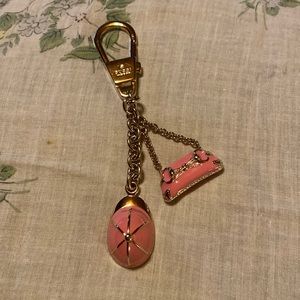 GUCCI Pink and Gold Equestrian Cap and Bag Key Chain Purse Charm